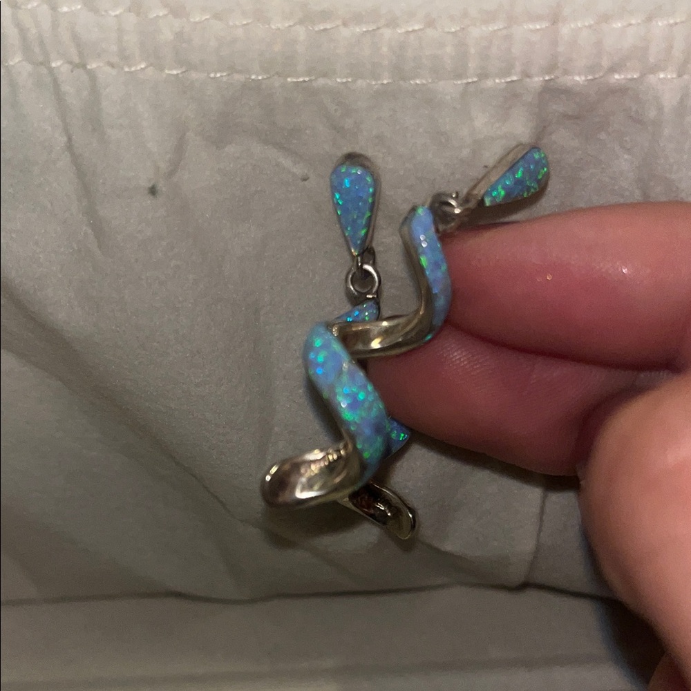 Dazzling Silver and Blue Swirl Earrings - Picture 5 of 8